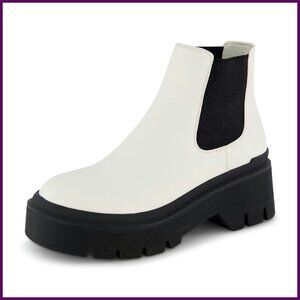 Women's Chelsea Boots Slip On Vegan Leather Memory Foam 2 Inch Heel